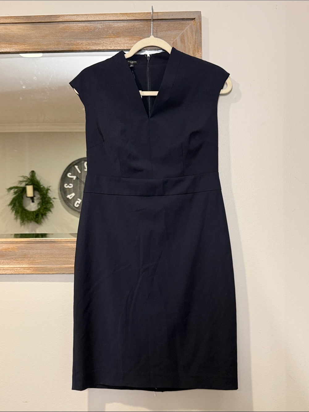 Talbots Navy Cap-Sleeve Sheath Dress
